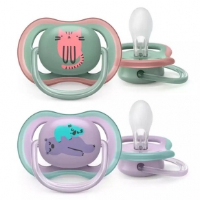 Philips avent Ultra Air 6-18м - 2 бр. ортодонтични залъгалки  с декорация в кутия за стерилизиране